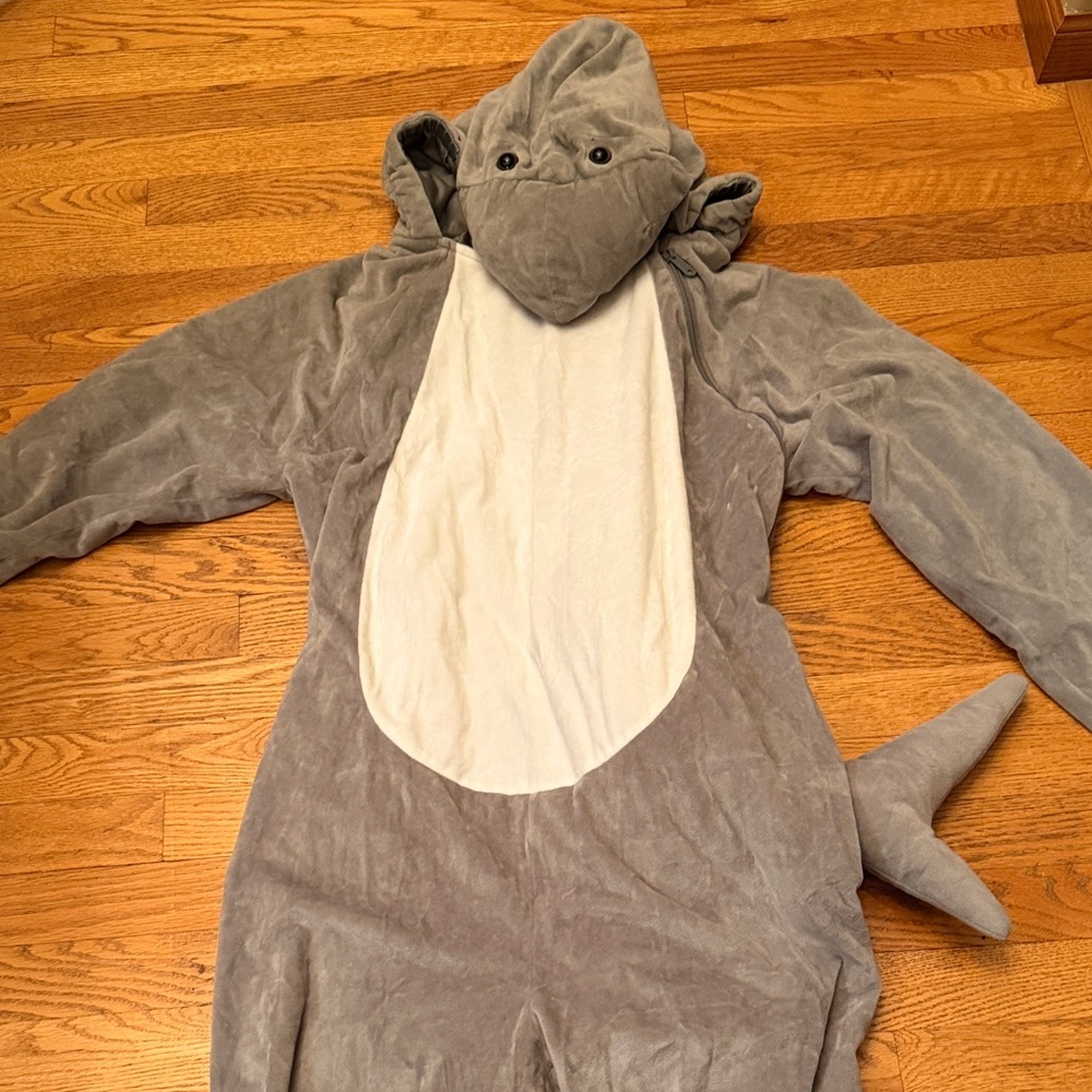 Gray Shark Costume Adult Medium Side Zipper elastic cuff pants leg, long sleeve